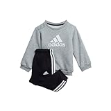 adidas Unisex Baby I Bos Logo Jog Baby set, Top:medium Grey Heather/White Bottom:black/White, 12...