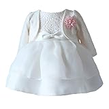 LOLIWE Taufkleid Taufbolero Baby Mädchen Kleid Blumenmädchenkleid Festlich Kleid Babybekleidung...
