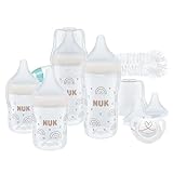 NUK Perfect Match Perfect Start Babyflaschenset | Ab 0 Monate | Passt sich dem Baby an | 4 Anti-Kolik-Babyflaschen, Schnuller, Flaschenbürste und mehr | BPA-frei | 9 Stück
