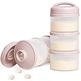 Termichy Milchpulver Portionierer Baby Stapelbar Milchpulver Aufbewahrungsbox 2 Stück (Hellrosa)