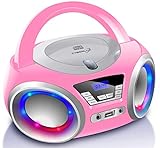 Cyberlux CD-Player mit LED-Beleuchtung | Kopfhöreranschluss | Tragbares Stereo Radio | Kinder Radio...