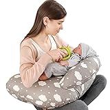 Labtec Baby Stillkissen zum Stillen, Multifunktionales Stillkissen mit verstellbarem Bauchgurt und Sicherheitszaun, 100% Baumwolle & abnehmbarer Kissenbezug, Schwangerschaftsgeschenk