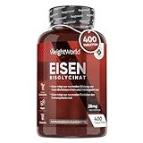 Eisentabletten - 400 Tabletten - Für Immunsystem, Energiestoffwechsel & Blutbildung (EFSA) - Aus...