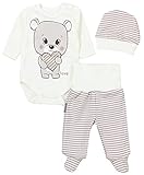 TupTam Baby Mädchen Jungen Bekleidungsset Langarmbody Hose Mütze mit Aufdruck Spruch 3 teilig,...