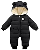 Baby Winter Overall mit Kapuze, Strampler Schneeanzug Jungen Mädchen Langarm Jumpsuit Warm Outfits Geschenk 6-9 Monate