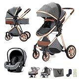 BEBBY 3-in-1 Kinderwagen KombiKinderwagen-Set 2-in-1 Buggy faltbar Luxus Hochlandschaft Neugeborenes...